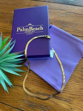 PalmBeach Jewelry Gold Ion-Plated Stainless Steel Herringbone Chain Necklace 20”